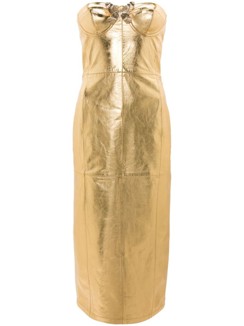 Gold-tone Butterfly-pin Leather Dress
