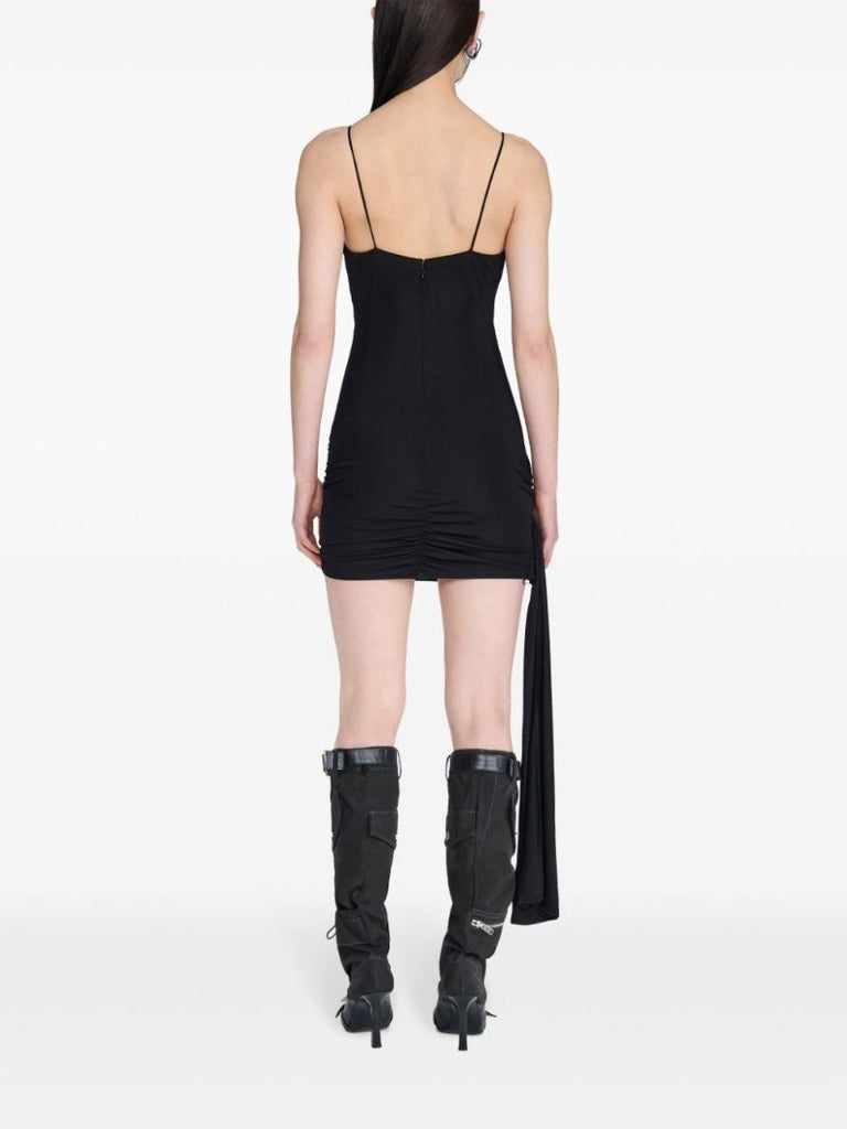 Black Gathered Cut-out Mini Dress