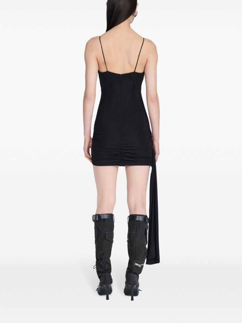Black Gathered Cut-out Mini Dress