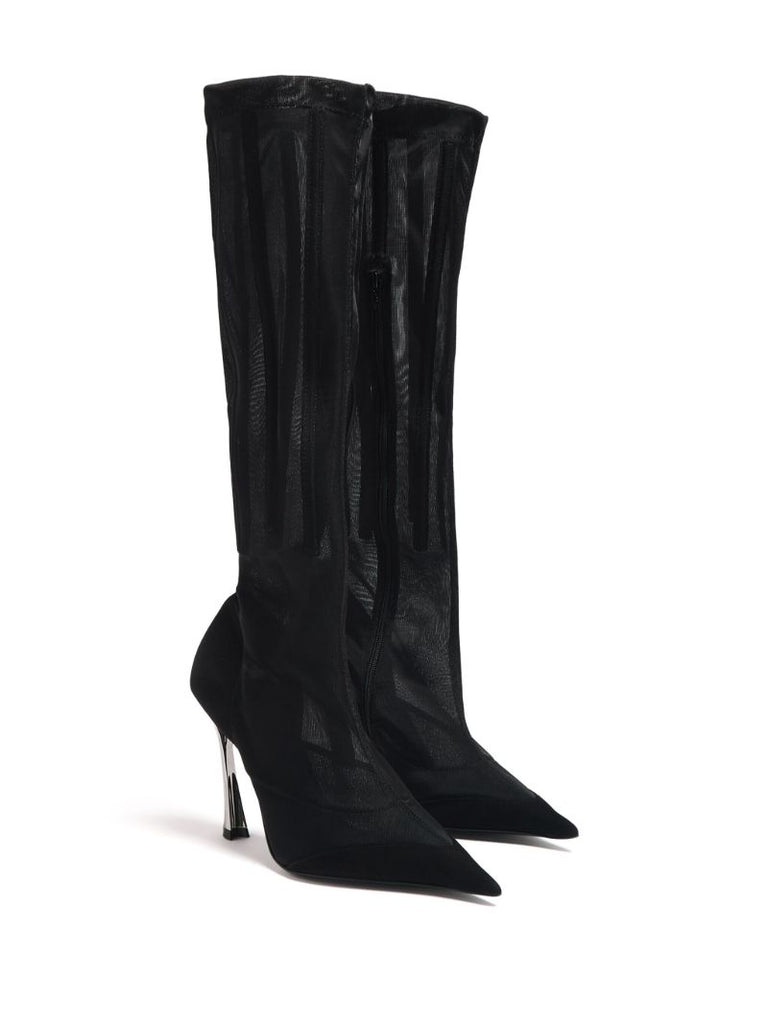 Black Fang 95 Mesh Knee-high Boots