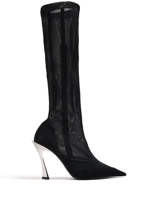 Black Fang 95 Mesh Knee-high Boots