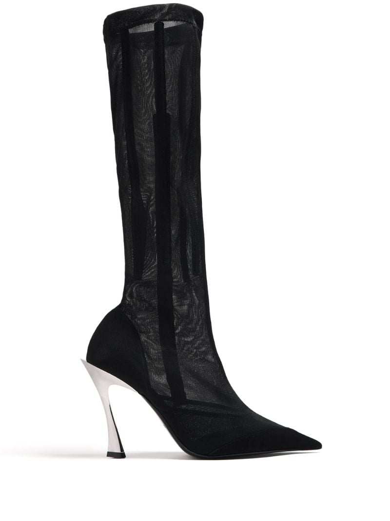 Black Fang 95 Mesh Knee-high Boots
