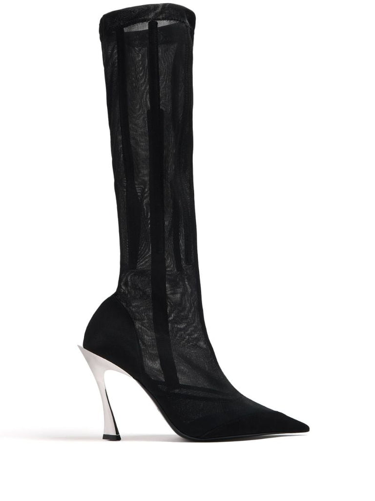 Black Fang 95 Mesh Knee-high Boots