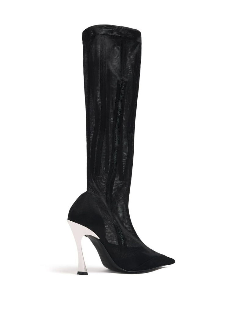 Black Fang 95 Mesh Knee-high Boots