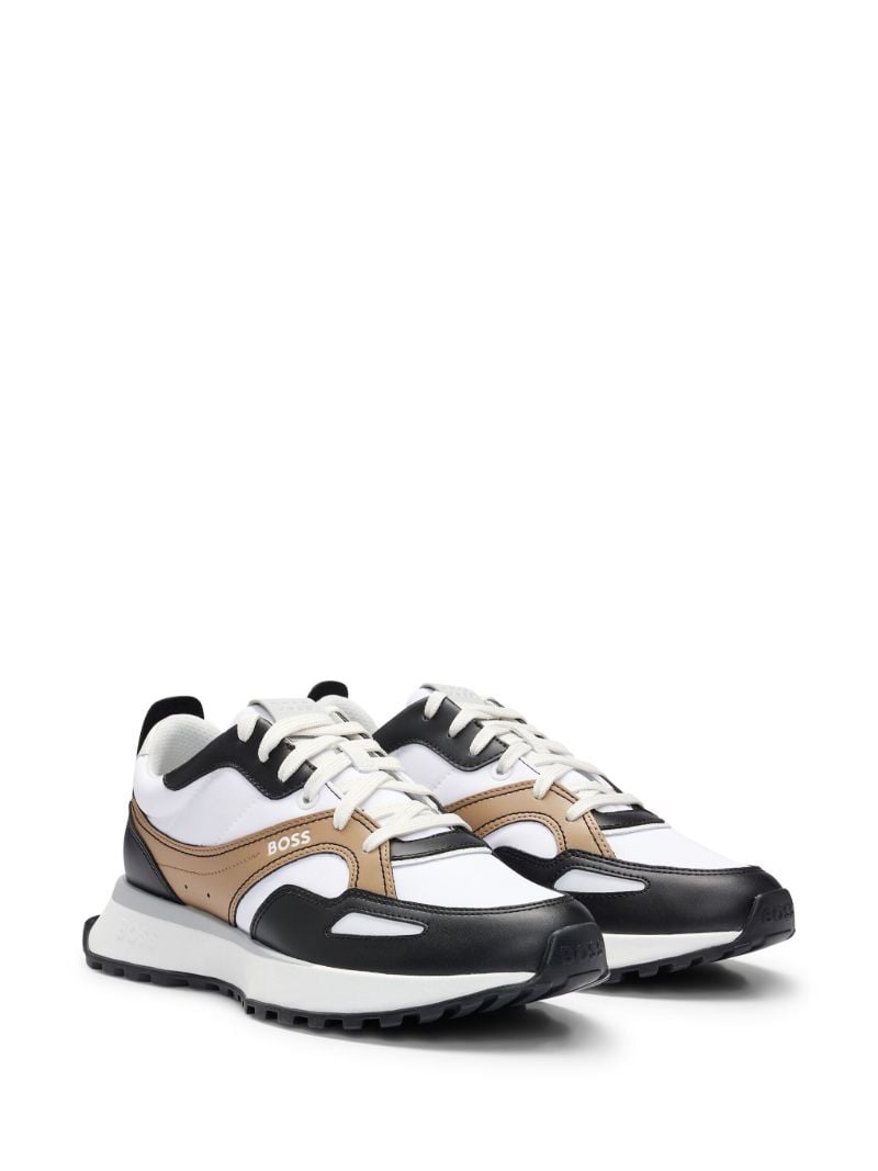 White Panelled Leather Sneakers