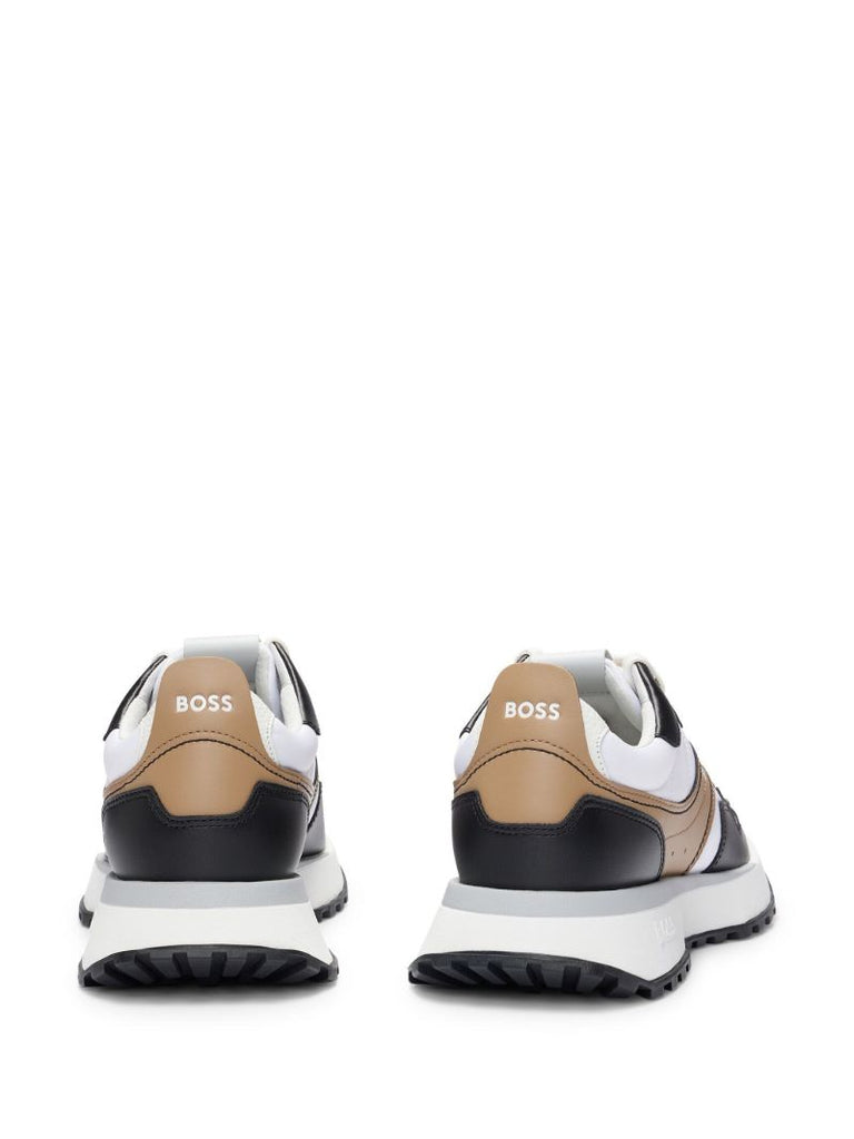 White Panelled Leather Sneakers