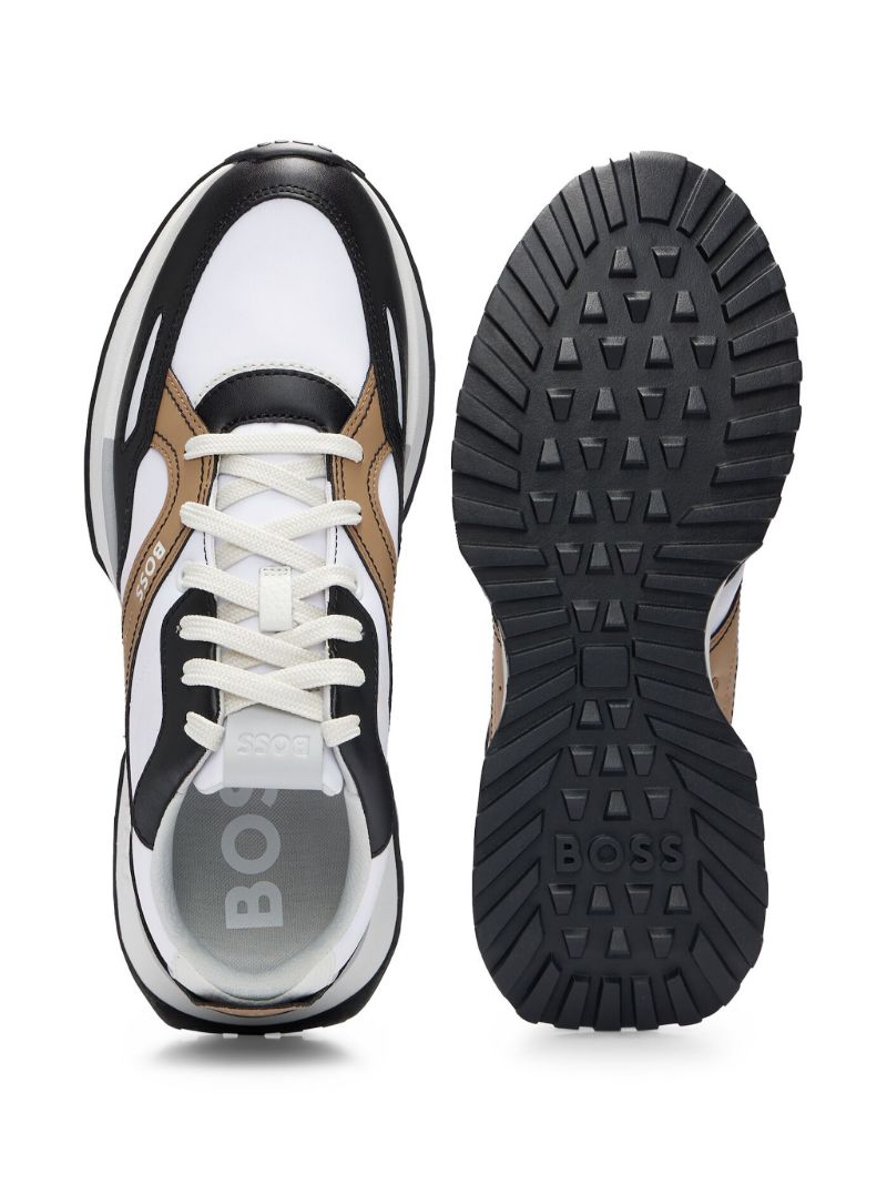 White Panelled Leather Sneakers