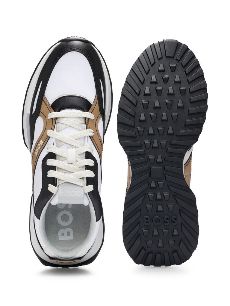 White Panelled Leather Sneakers