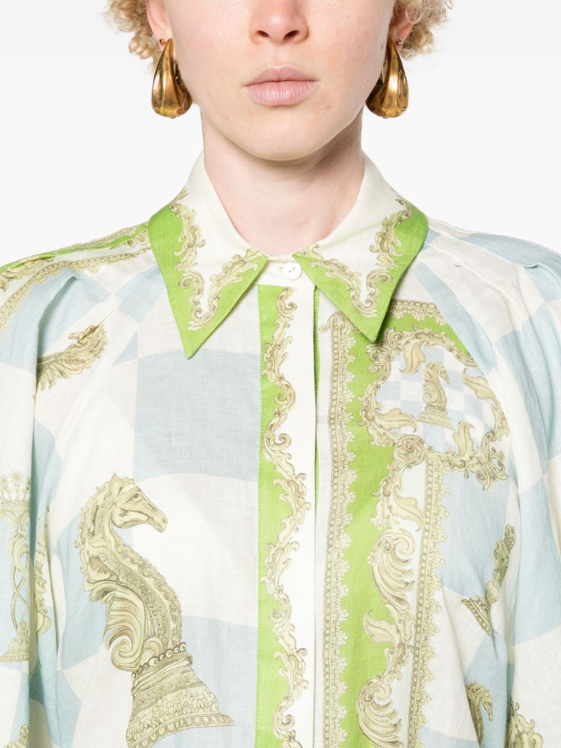 Blue Checkmate Linen Shirt Dress