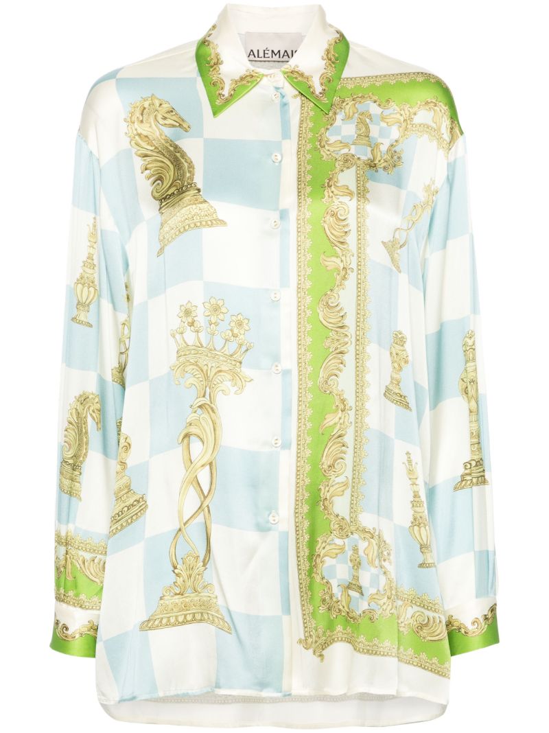 Blue Checkmate Silk Shirt
