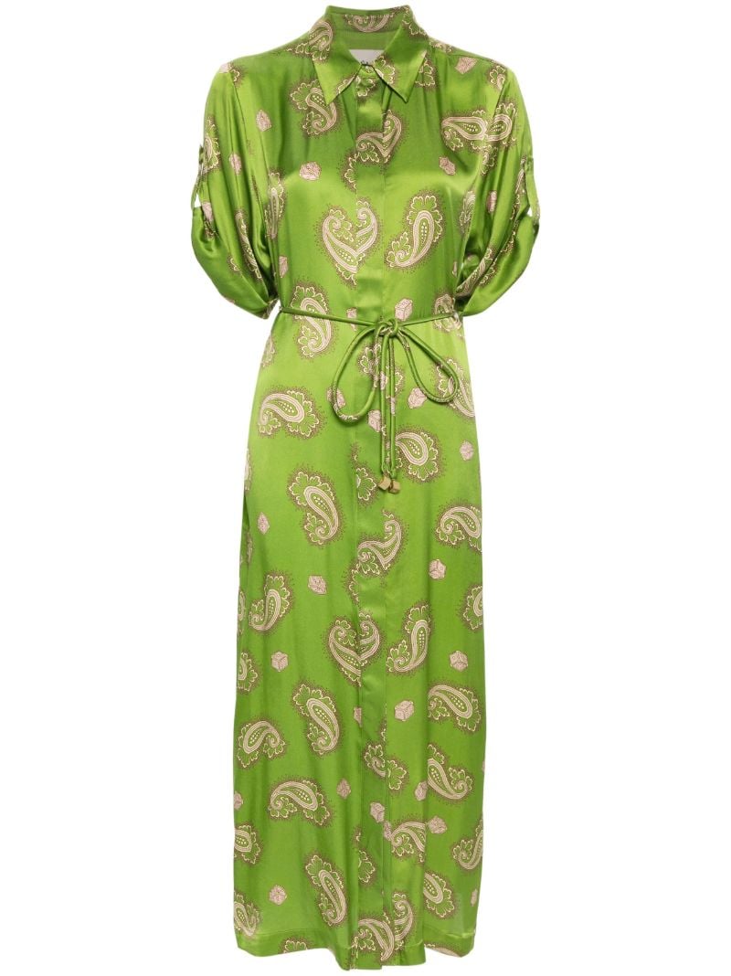 Green Dice Silk Shirt Dress