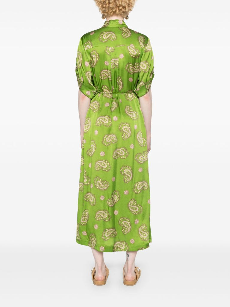 Green Dice Silk Shirt Dress