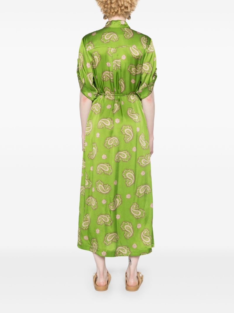 Green Dice Silk Shirt Dress