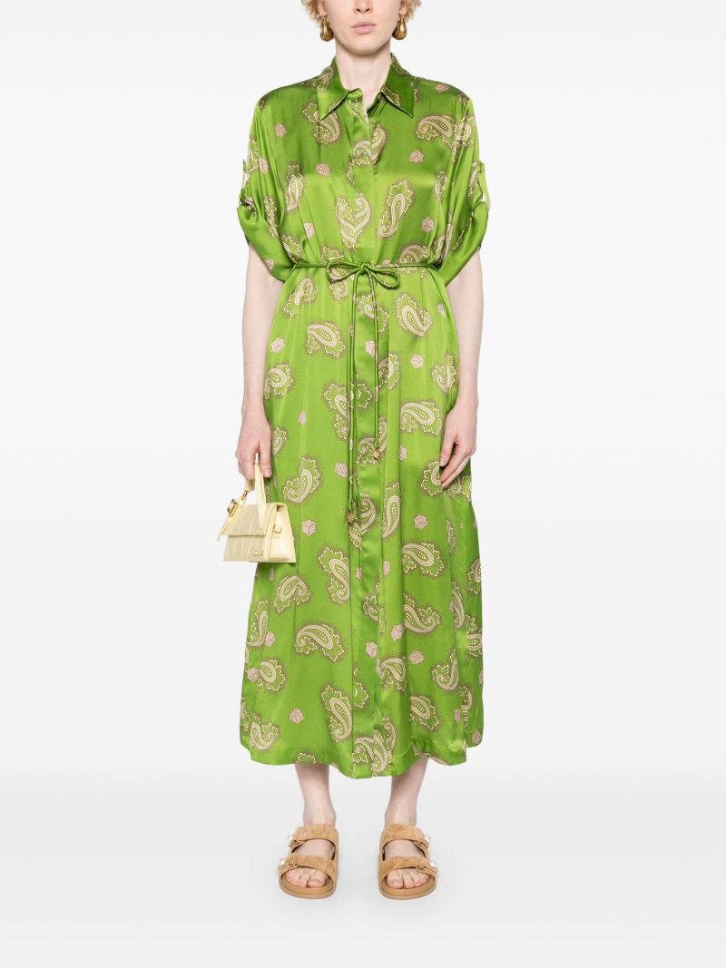 Green Dice Silk Shirt Dress