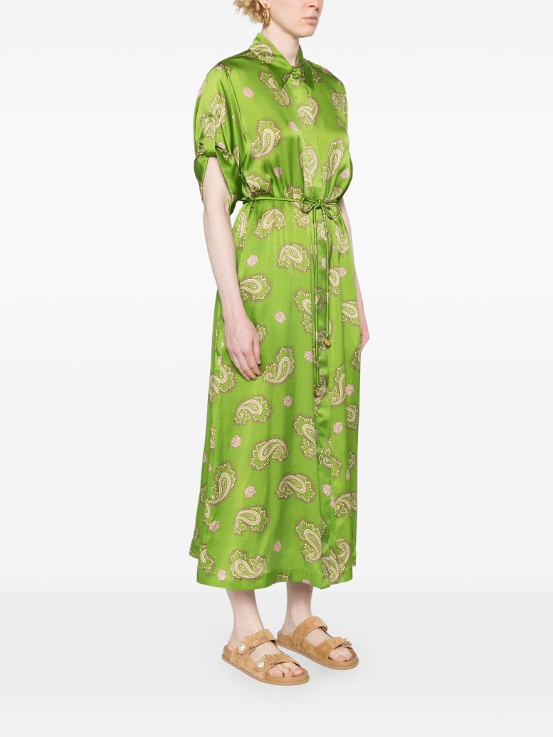 Green Dice Silk Shirt Dress