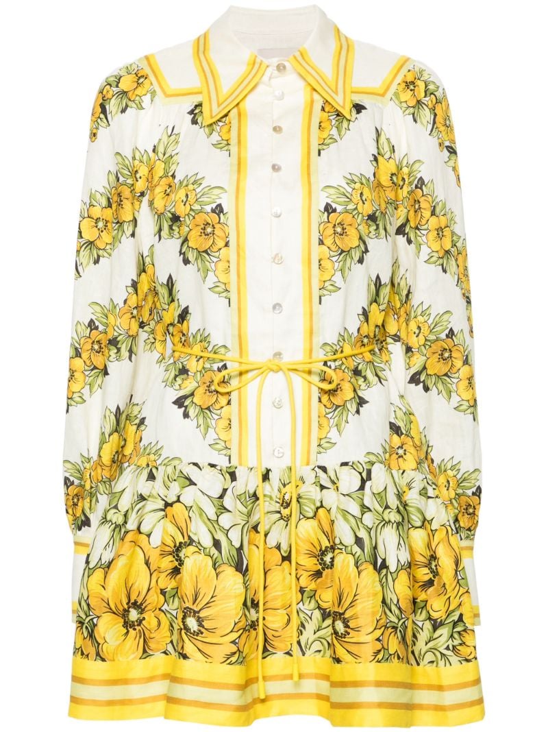 Yellow Gisela Mini Shirt Dress