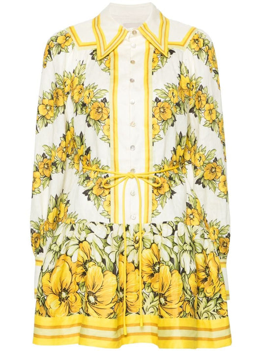 Yellow Gisela Mini Shirt Dress