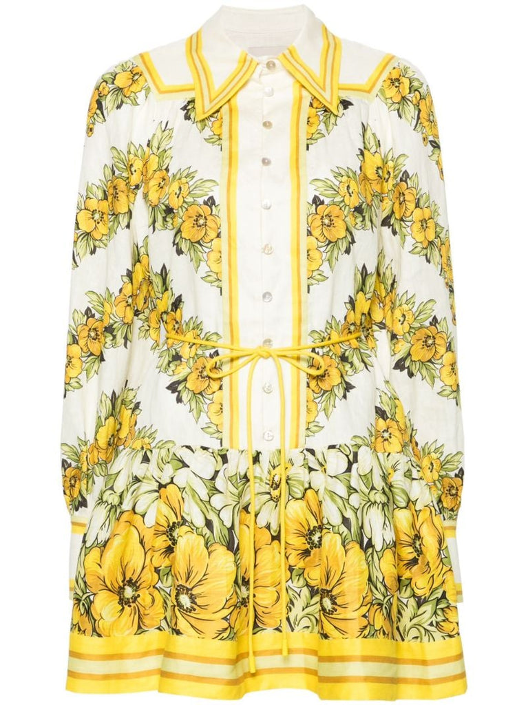 Yellow Gisela Mini Shirt Dress