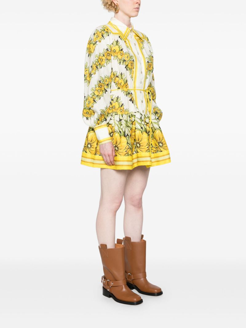 Yellow Gisela Mini Shirt Dress