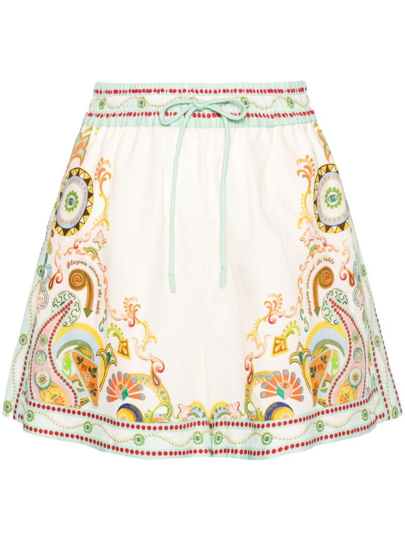 White Pinball Linen Shorts