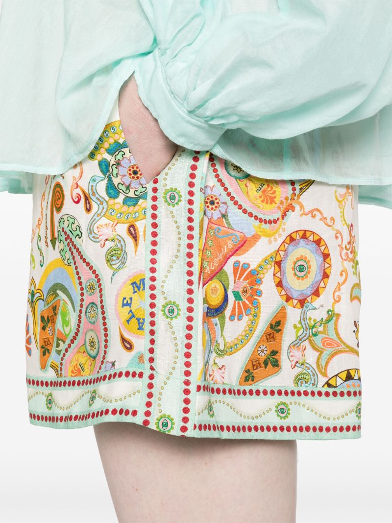 White Pinball Linen Shorts