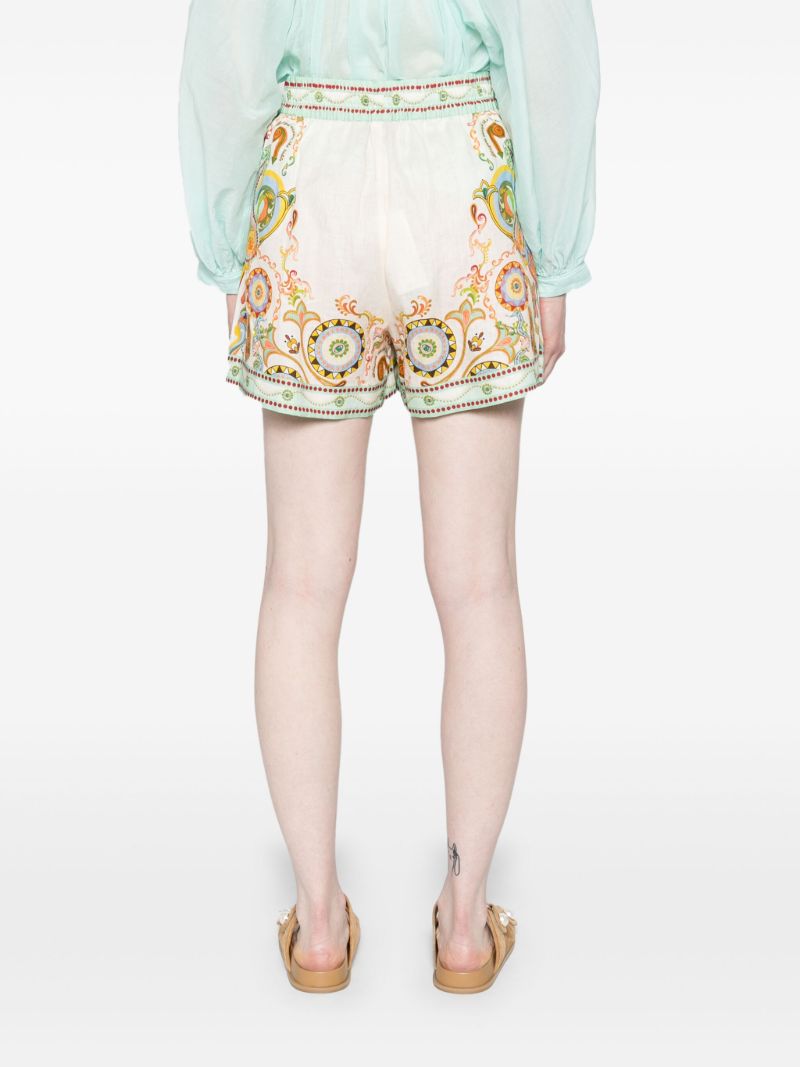 White Pinball Linen Shorts