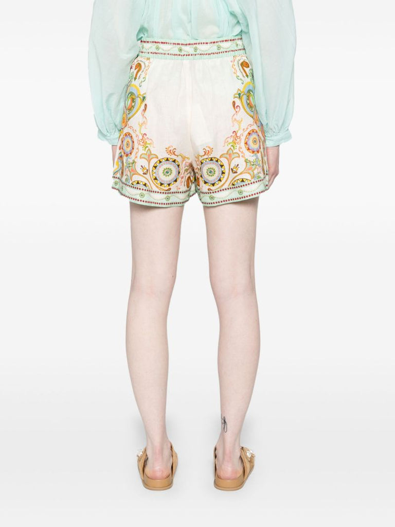 White Pinball Linen Shorts