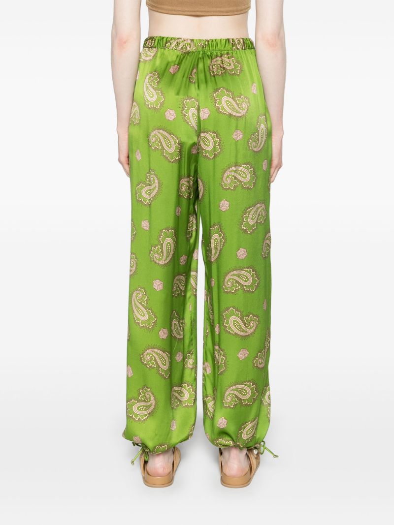 Green Dice Silk Trousers