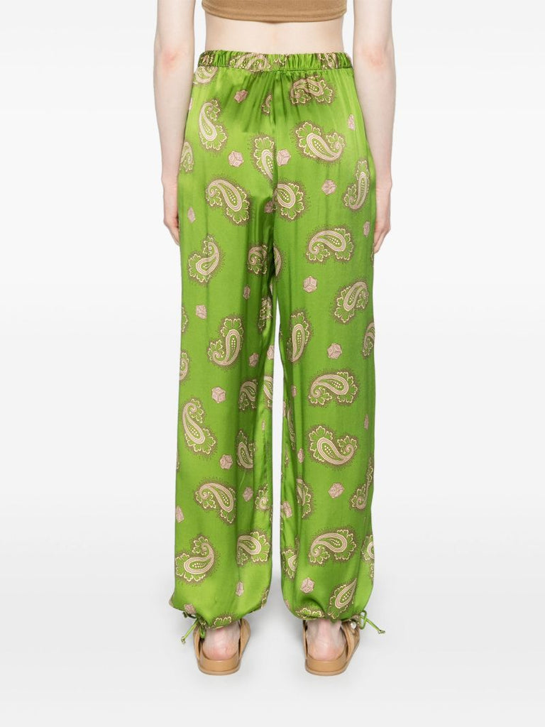 Green Dice Silk Trousers
