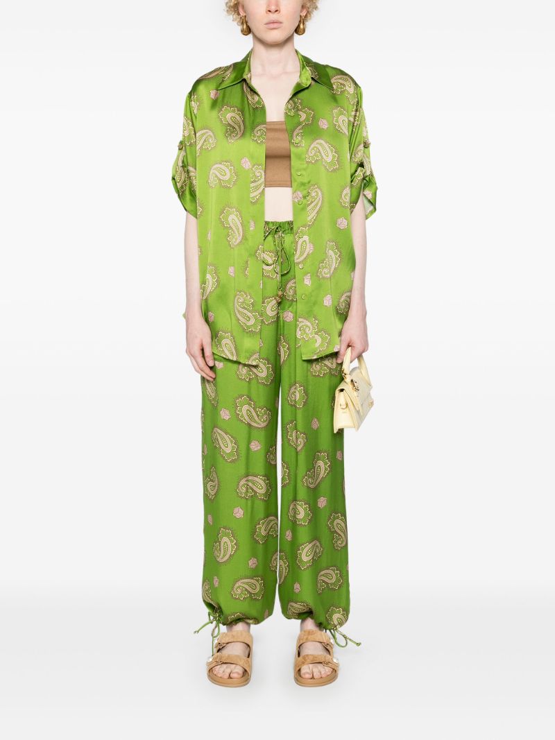 Green Dice Silk Trousers