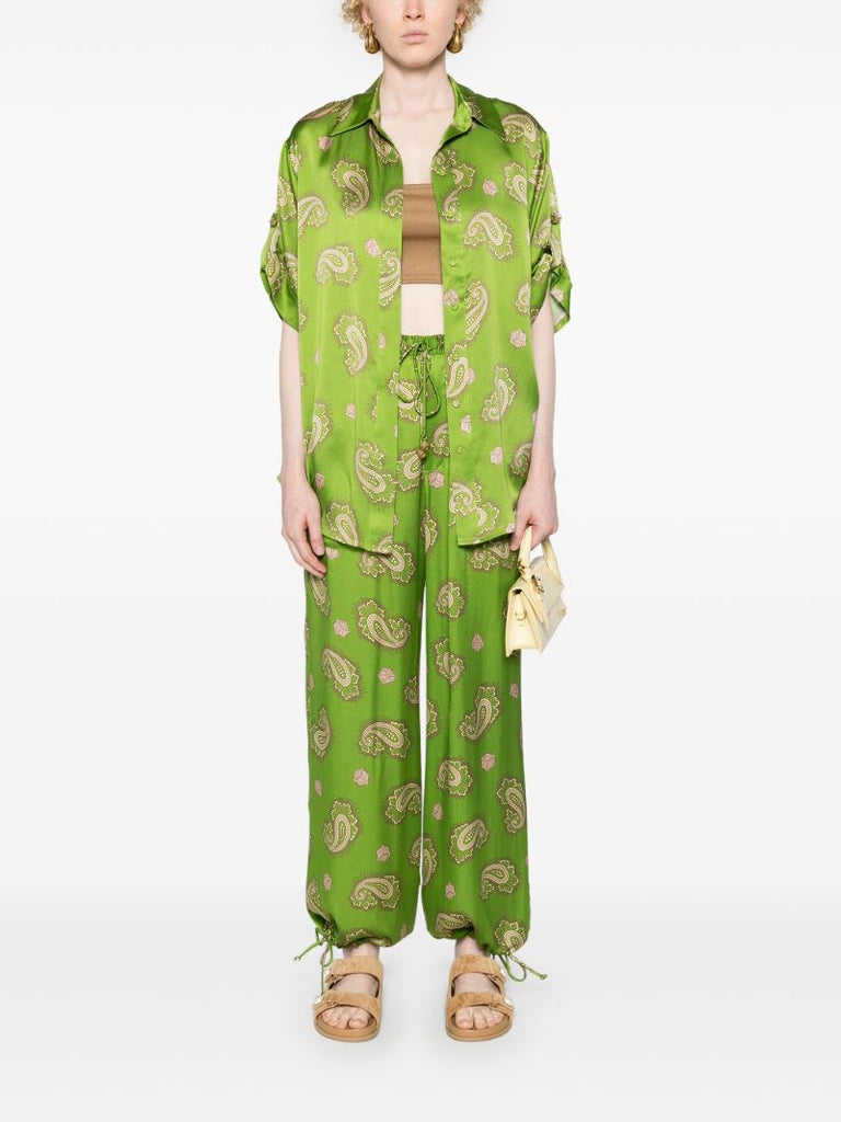 Green Dice Silk Trousers