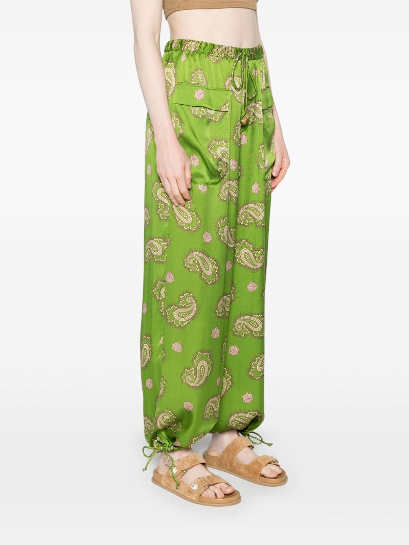 Green Dice Silk Trousers
