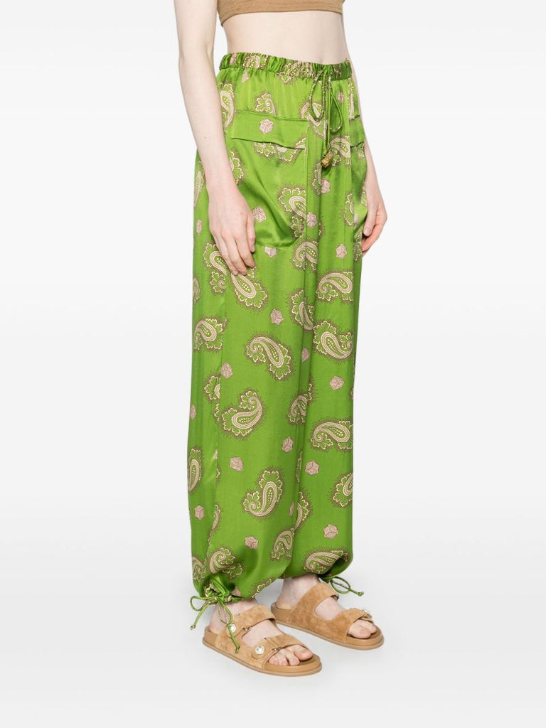 Green Dice Silk Trousers