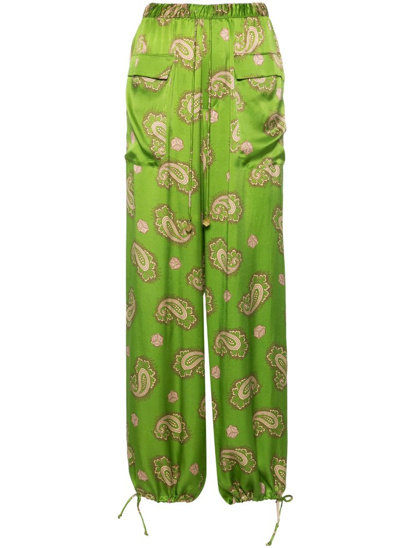 Green Dice Silk Trousers