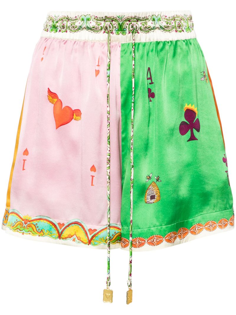 Green Rummy Silk Shorts