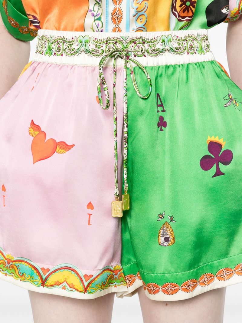 Green Rummy Silk Shorts