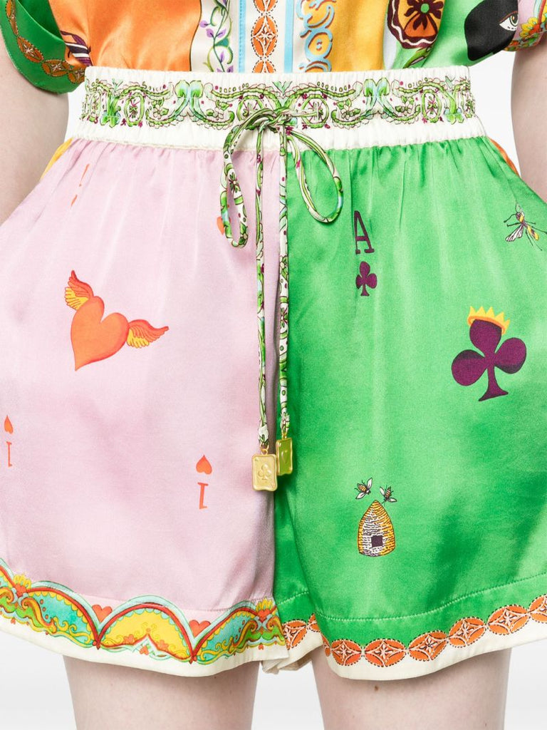 Green Rummy Silk Shorts