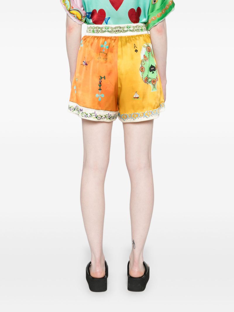 Green Rummy Silk Shorts