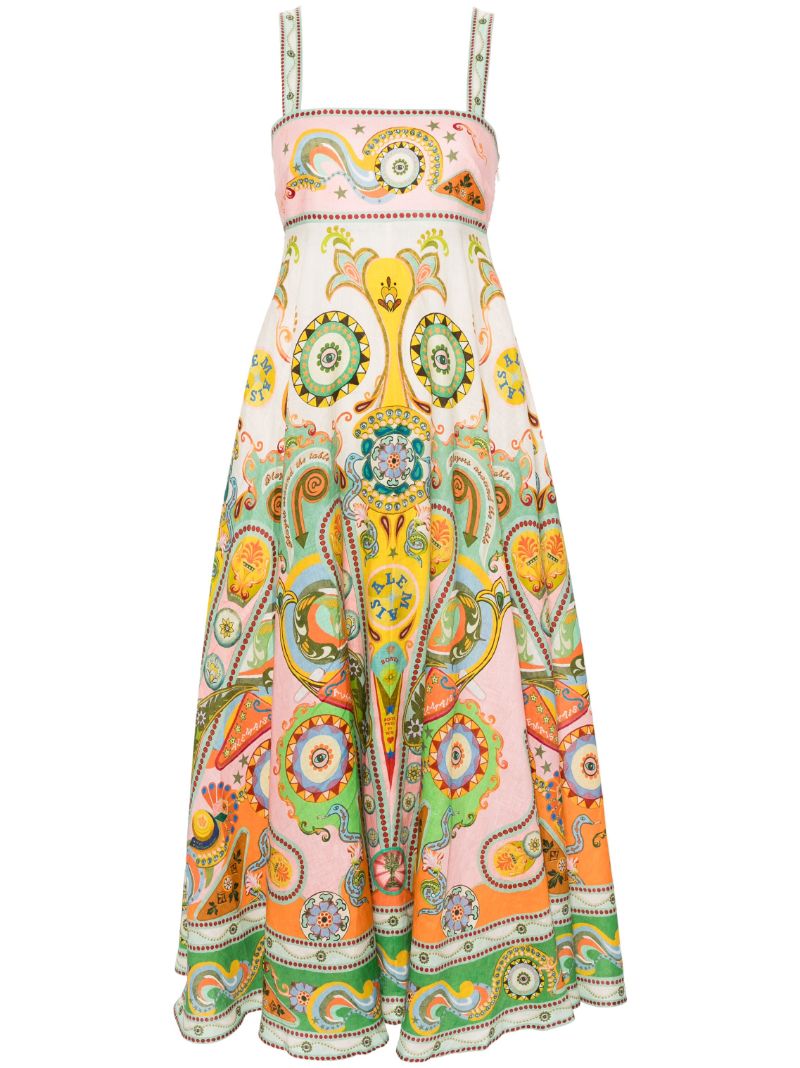 Pink Pinball Linen Midi Dress