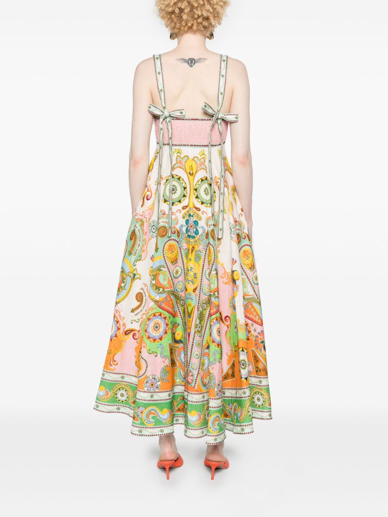 Pink Pinball Linen Midi Dress