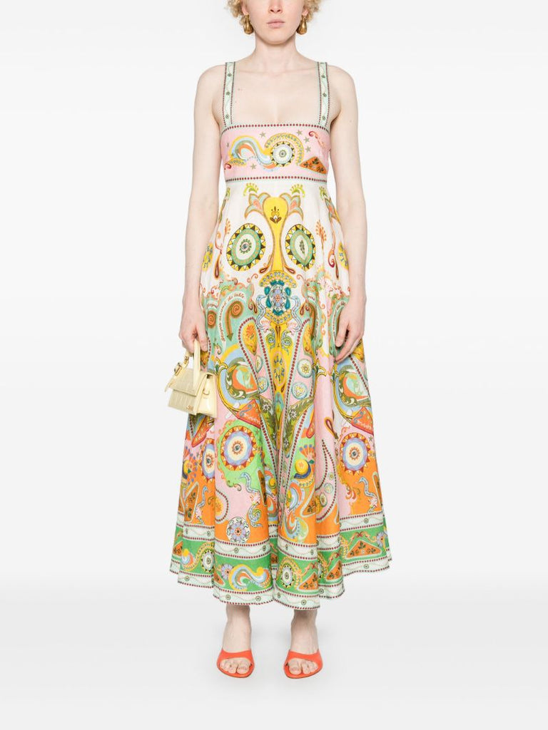 Pink Pinball Linen Midi Dress
