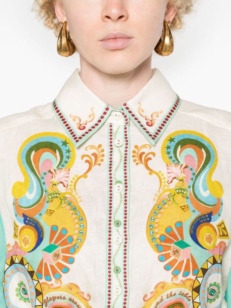 Blue Pinball Ramie Shirt Dress