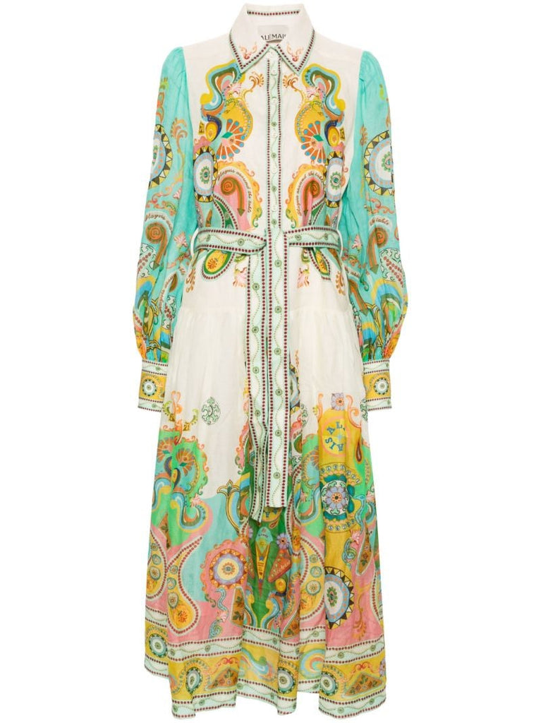 Blue Pinball Ramie Shirt Dress