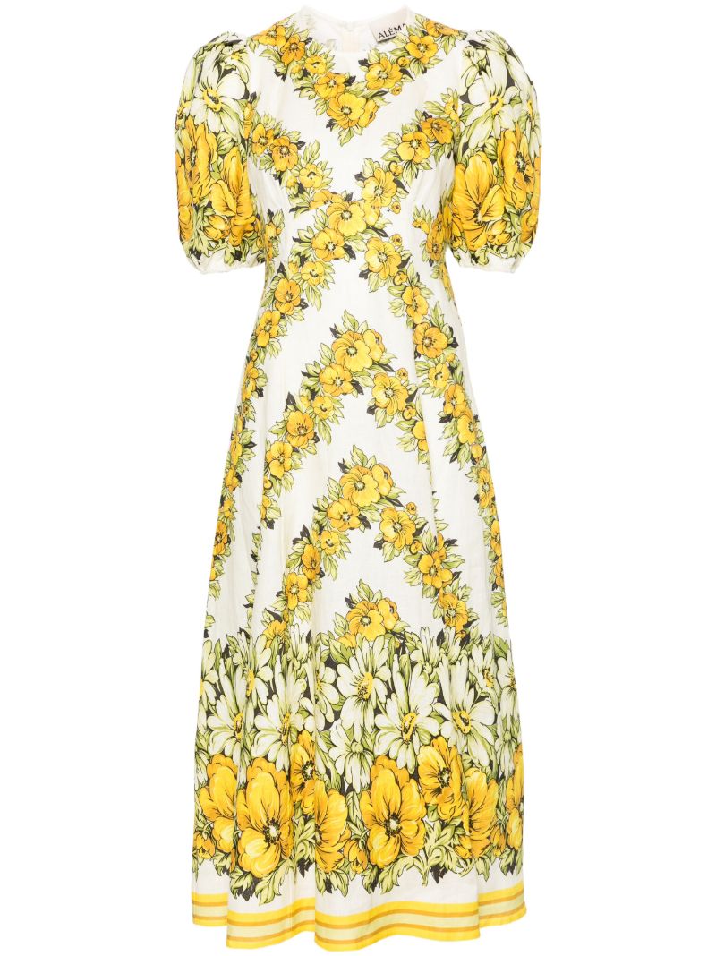 Yellow Gisela Flax Midi Dress