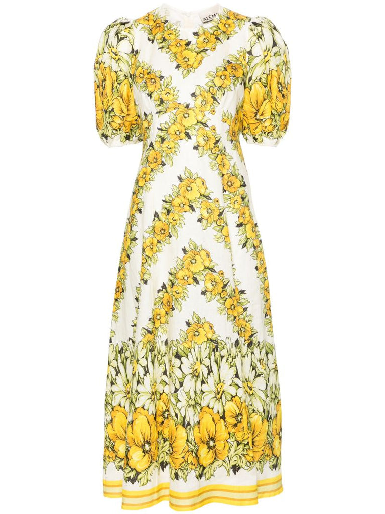 Yellow Gisela Flax Midi Dress
