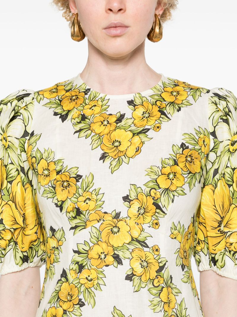 Yellow Gisela Flax Midi Dress