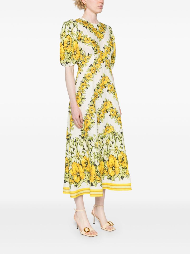 Yellow Gisela Flax Midi Dress