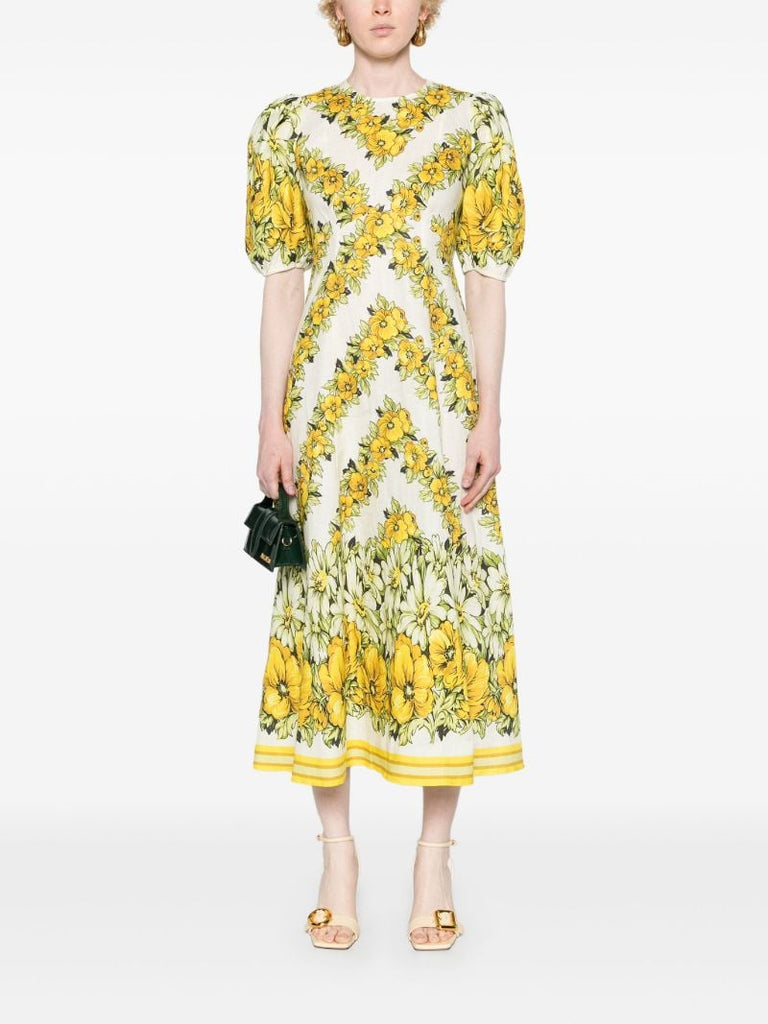 Yellow Gisela Flax Midi Dress