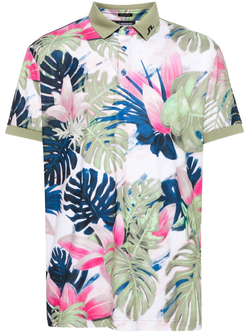 White Tour Tech Calypso-print Polo Shirt