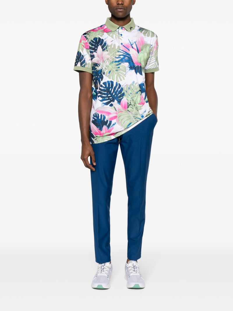 White Tour Tech Calypso-print Polo Shirt